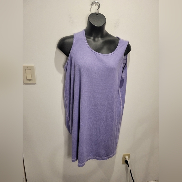 Lands End Size 1x Reverisble Purple Stripes Tank Dress - Picture 3 of 7